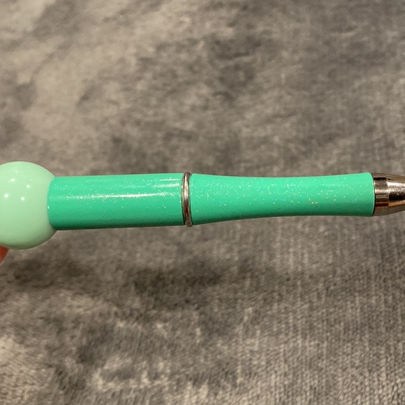 Turquoise Cute Mushroom & Fox Beaded Glitter Abstract Pens - Picture 4 of 5